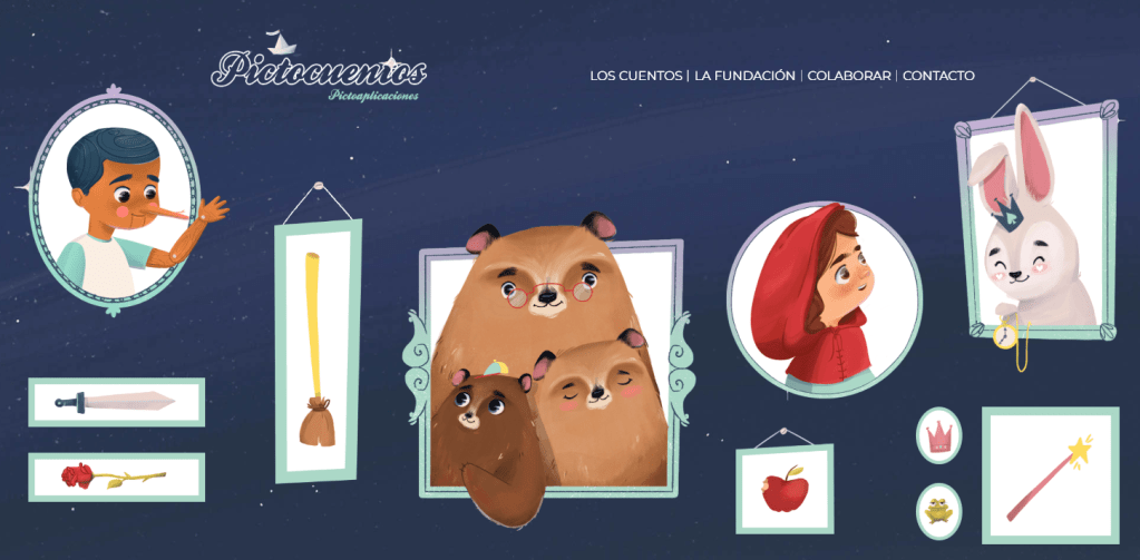 Niño con autismo leyendo cuento con pictogramas