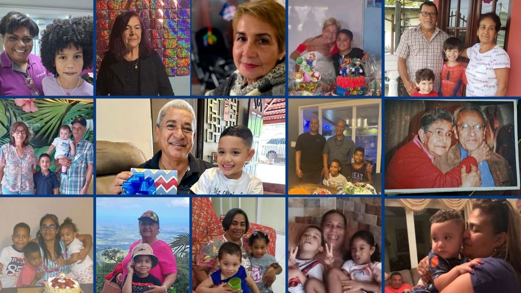 Collage con fotos de abuelos y abuelas de los niños de Integra Panamá en homenaje por el Día del Abuelo