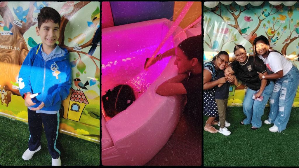 Estudiantes del Centro Educativo Integra Vidas participan en la actividad del árbol de bienvenida colocando sus nombres en aves y realizan actividades de adaptación en el salón sensorial durante el inicio del año escolar 2026.